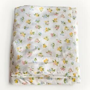 Vintage 80s JC Penney Christine Floral DOUBLE Fitted + Flat Bed Sheets Yellow **